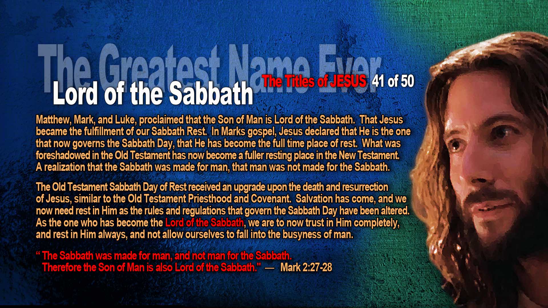 41 GreatestName SabbathDay